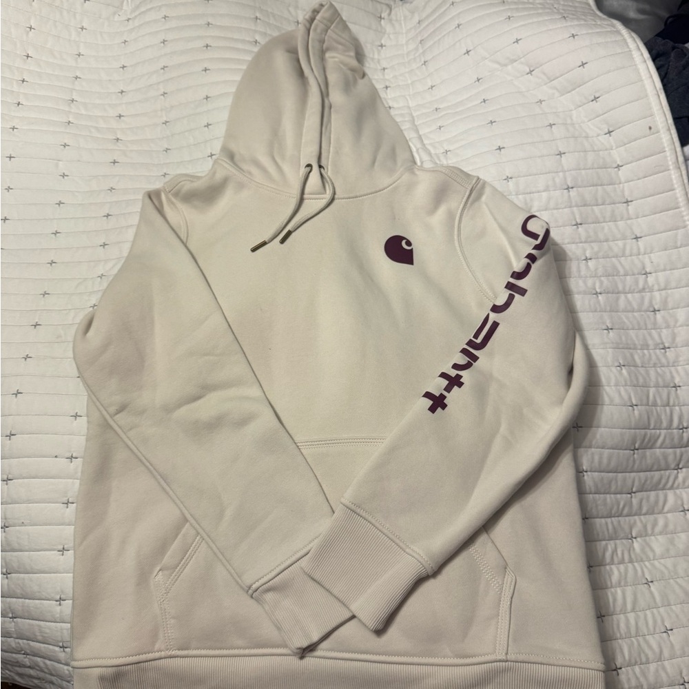 Carhartt Cream and Red Sweater Cozy Fleece Blend